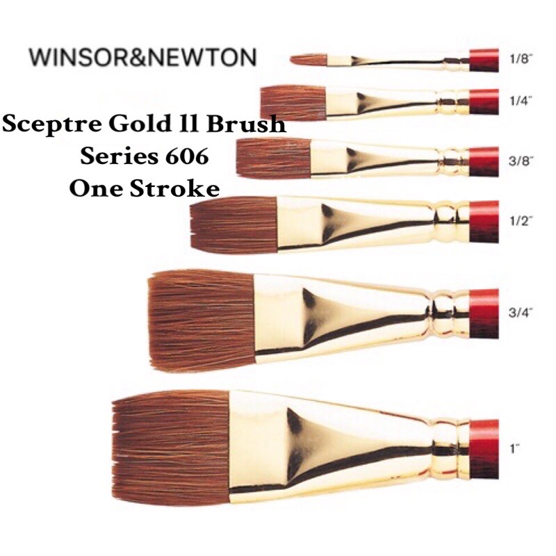 英國製 606 WINSOR NEWTON SCEPTRE GOLD II 溫莎牛頓 平頭水彩筆 平筆 半貂毛紅桿水彩筆
