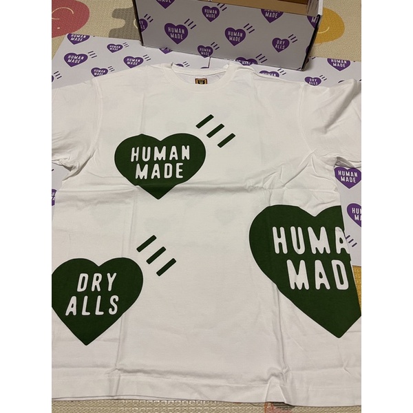 Human made 2022/7月big heart t-shirt 三個大愛心綠藍尺寸L | 蝦皮購物