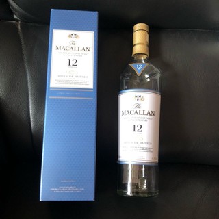 MACALLAN 麥卡倫12年威士忌空酒瓶(700ml)/多用途玻璃空瓶/空洋酒瓶/花器/容器/酒瓶/水瓶～附紙盒