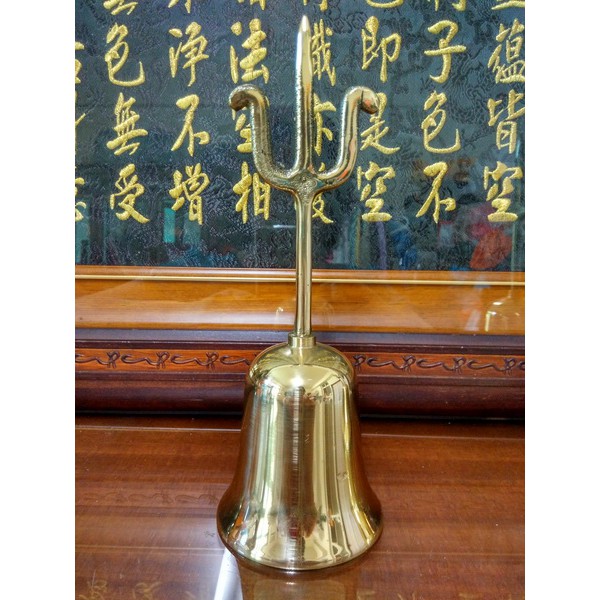 銅器 天蓬帝鐘天蓬鈴  三清鈴 三叉金剛鈴 手揺鈴 鎮宅辟邪 開運風水招財置物 天蓬帝钟手摇铃黄铜道教三叉金刚铃法器道门法宝铜铃铛- 聊斋茶舍