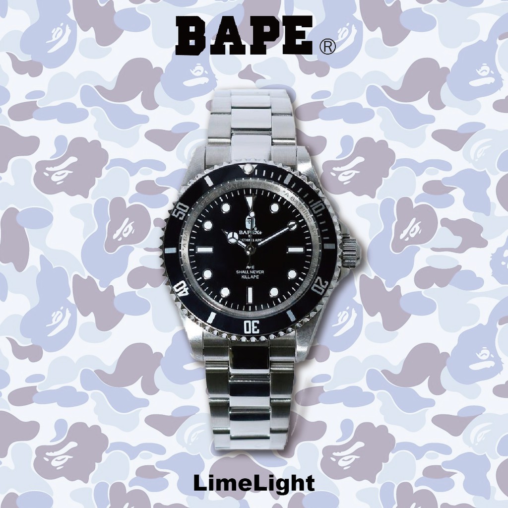 ☆LimeLight☆ APE BAPE TYPE 1 BAPEX NO DATE 無日期黑水鬼機械錶手錶