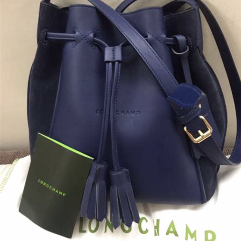 longchamp pénélope 全新牛皮流蘇水桶包| 蝦皮購物