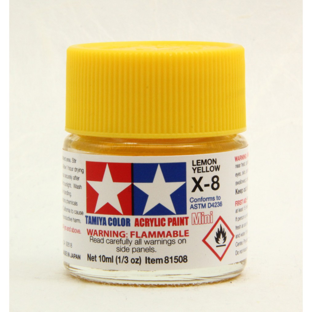 ◇弘德模型◇ 田宮壓克力漆X-8 亮光黃色10ml Lemon Yellow Tamiya 水性