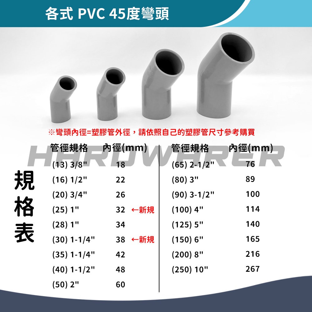 【五金人】南亞PVC 45度給水彎頭 塑膠接頭 塑膠彎頭 塑膠管OL (1/2