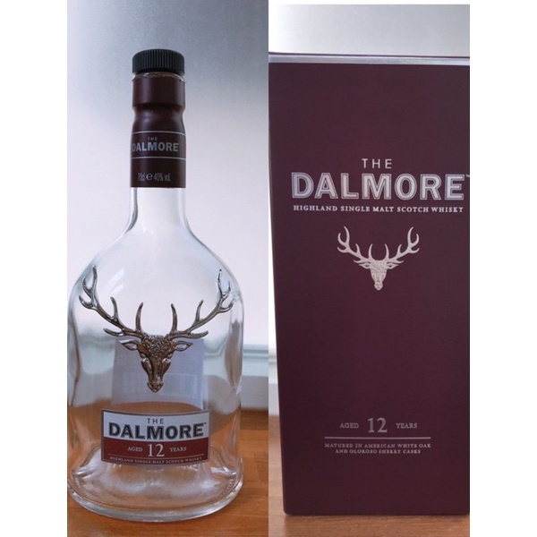 蘇格蘭Dalmore 大摩12年/ 威士忌空酒瓶/多用途玻璃空瓶/空洋酒瓶/裝飾