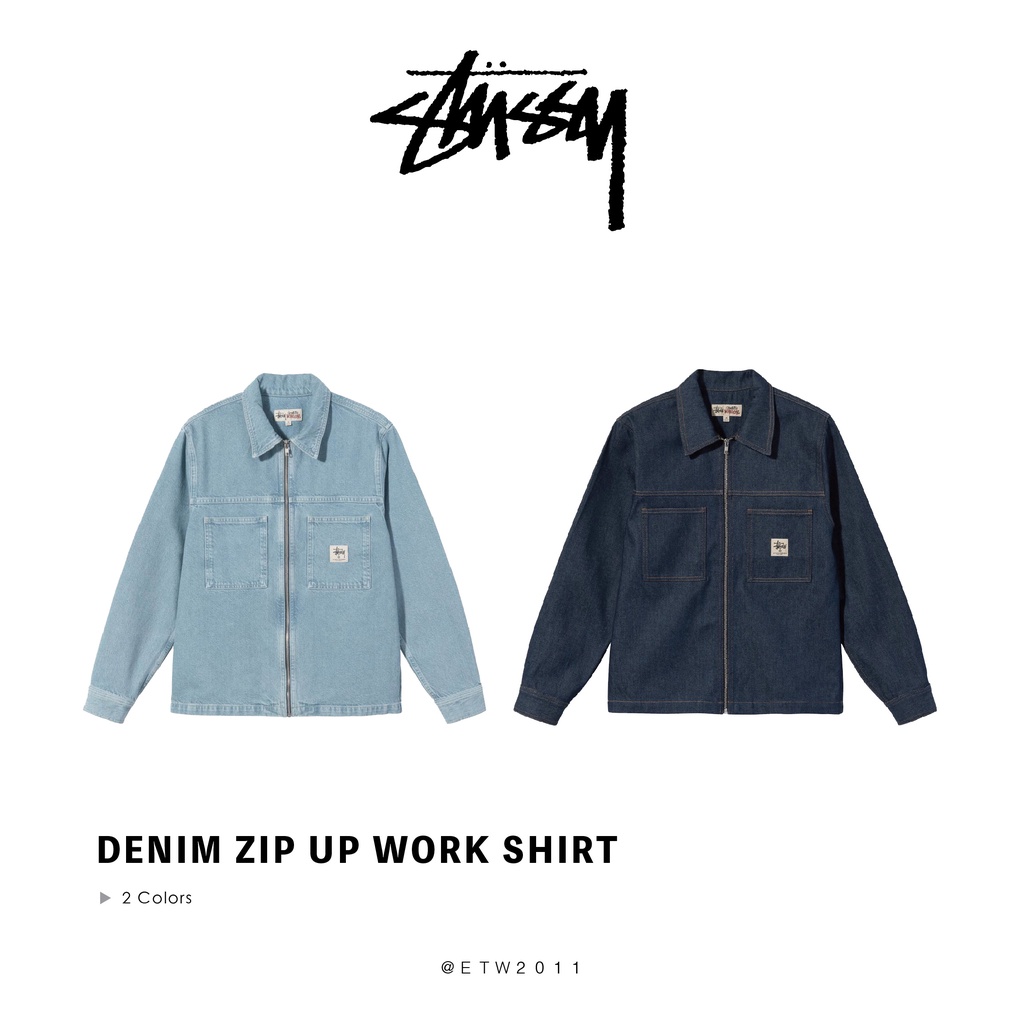 ☆ETW☆【台中店】 STUSSY DENIM ZIP UP WORK SHIRT 丹寧拉鍊牛仔工作