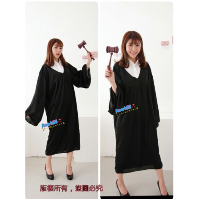 法官服 表演服 黑色V領長連身衣 故事表演服實品拍照 | 蝦皮購物