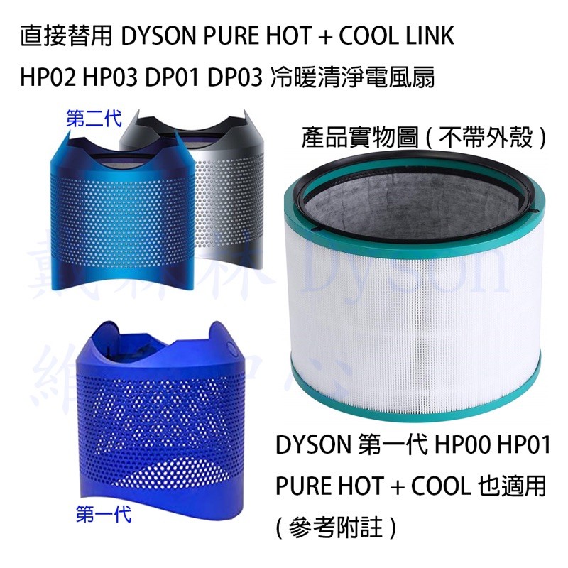 Dyson濾網HP00/HP01/HP02/HP03不帶殼，濾材SGS檢驗合格，效能測試良好
