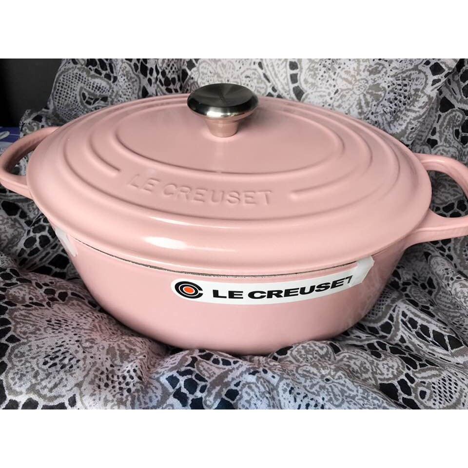 💫Le Creuset LC 橢圓形 鑄鐵鍋 湯鍋 燉鍋 炒鍋 27cm 4.1L 雪紡粉 法國製 入厝禮