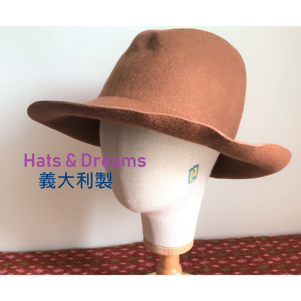 【Hats & Dreams】帽🍑駝色 純羊毛軟呢高帽 仕女氈帽 義大利製