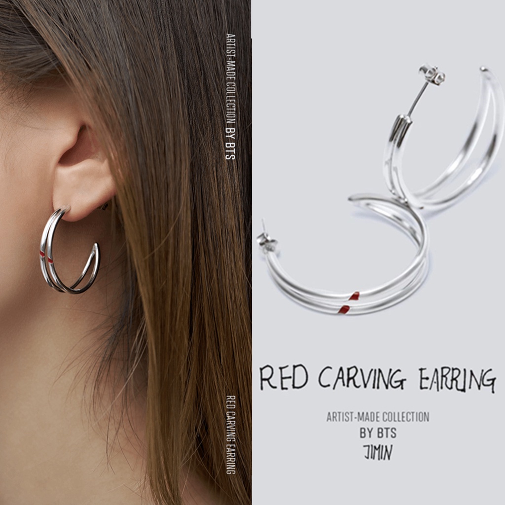 JIMIN RED CARVING EARRING ピアス bts jiminjimin - ピアス(両耳用)