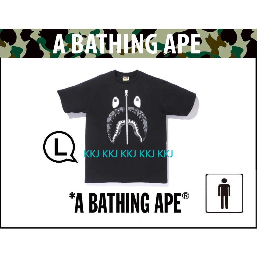 BAPE SPACE CAMO SHARK TEE 星空夜光黑狼黑米彩鯊魚台灣現貨黑色L