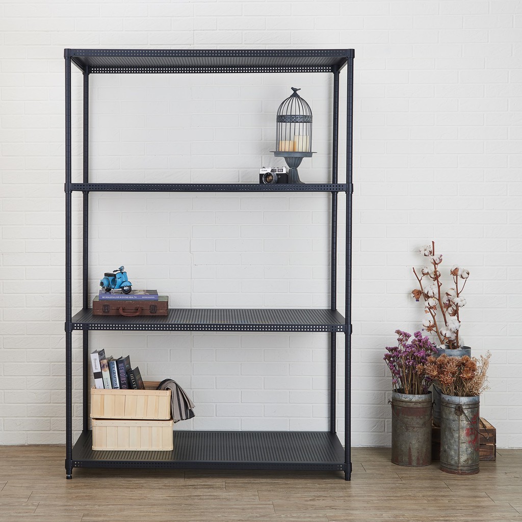 【鐵坊家具】60深 x 121寬 x 180高 四層黑色鐵架《普通型》鐵架 收納架 置物架 層架 鍍鉻 工業風 可調 | 蝦皮購物