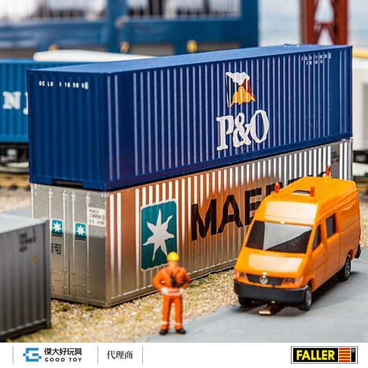 Faller Hi-Cube Container P&O – Fertigmodell 40 Fuß, 140x28x33 Mm, Für Modelleisenbahn Epoche V, Modellbau