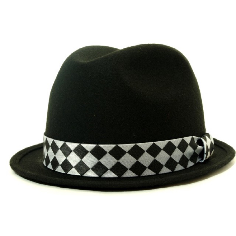 日本 EDHAT - CHECK FELT HAT 三凹 黑白格 格子 緞帶 紳士帽 SKA PUNK MOD | 蝦皮購物
