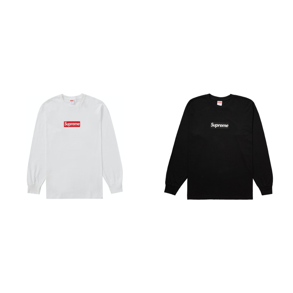 Supreme Box Logo L/S Tee Black White 白色黑色深藍色長袖Ｍ XL 現貨