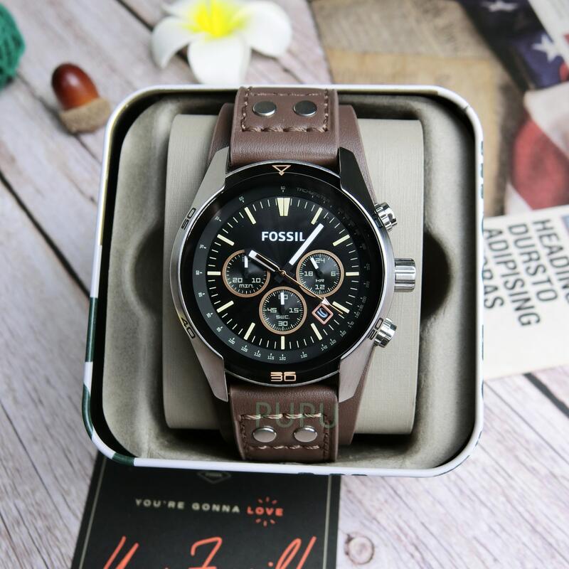 *PUPU屋* FOSSIL CH2891 三眼 皮革錶帶 手錶 腕錶 全新 現貨 | 蝦皮購物