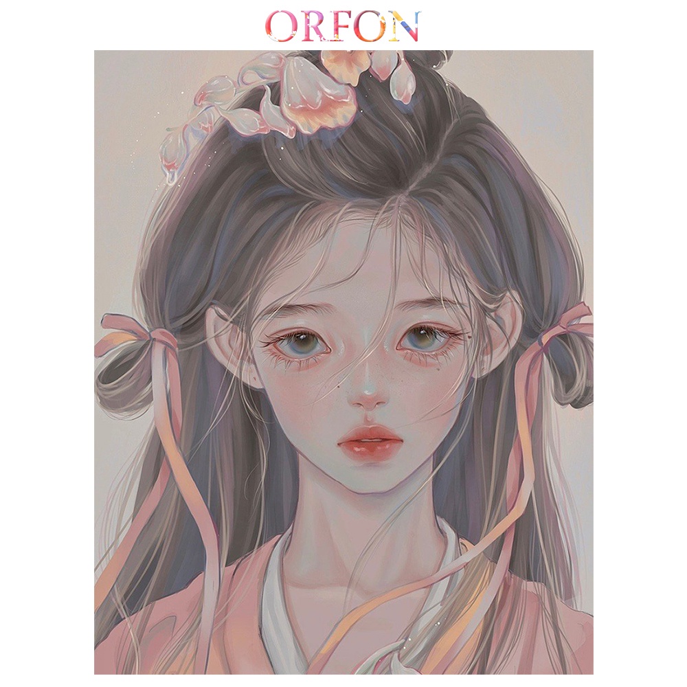 【ORFON】古典古風動漫女孩 小清新風格40*50cm 無框畫 彩色畫布 數字油畫 裝飾畫 | 蝦皮購物