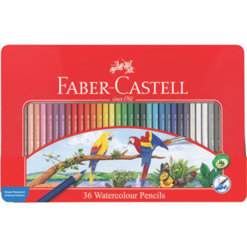 德國Faber-Castell】WATERCOLOUR 輝柏水性色鉛筆精緻鐵盒36色附水彩筆