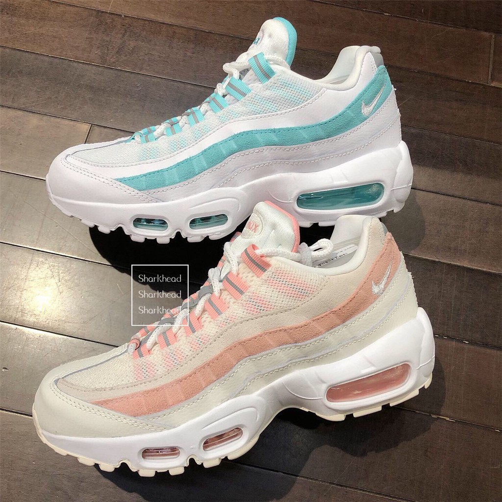 【Sharkhead】現貨 Nike Air Max 95 白粉 湖水綠 厚底 米白 307960-116 增高 奶油底