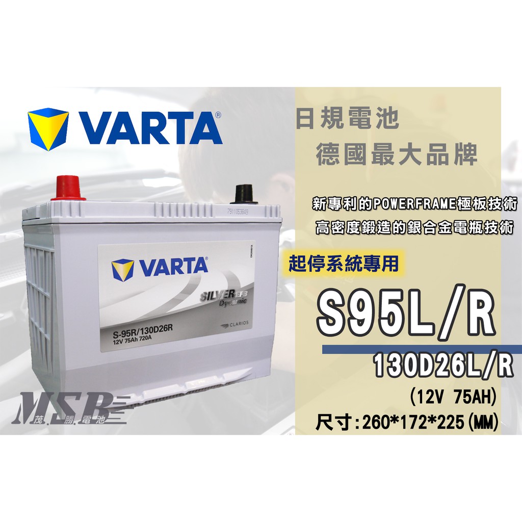 【茂勝電池】NEW VARTA S95L/R 130D26L/R EFB 支援起停系統 華達 適用車款 MPV