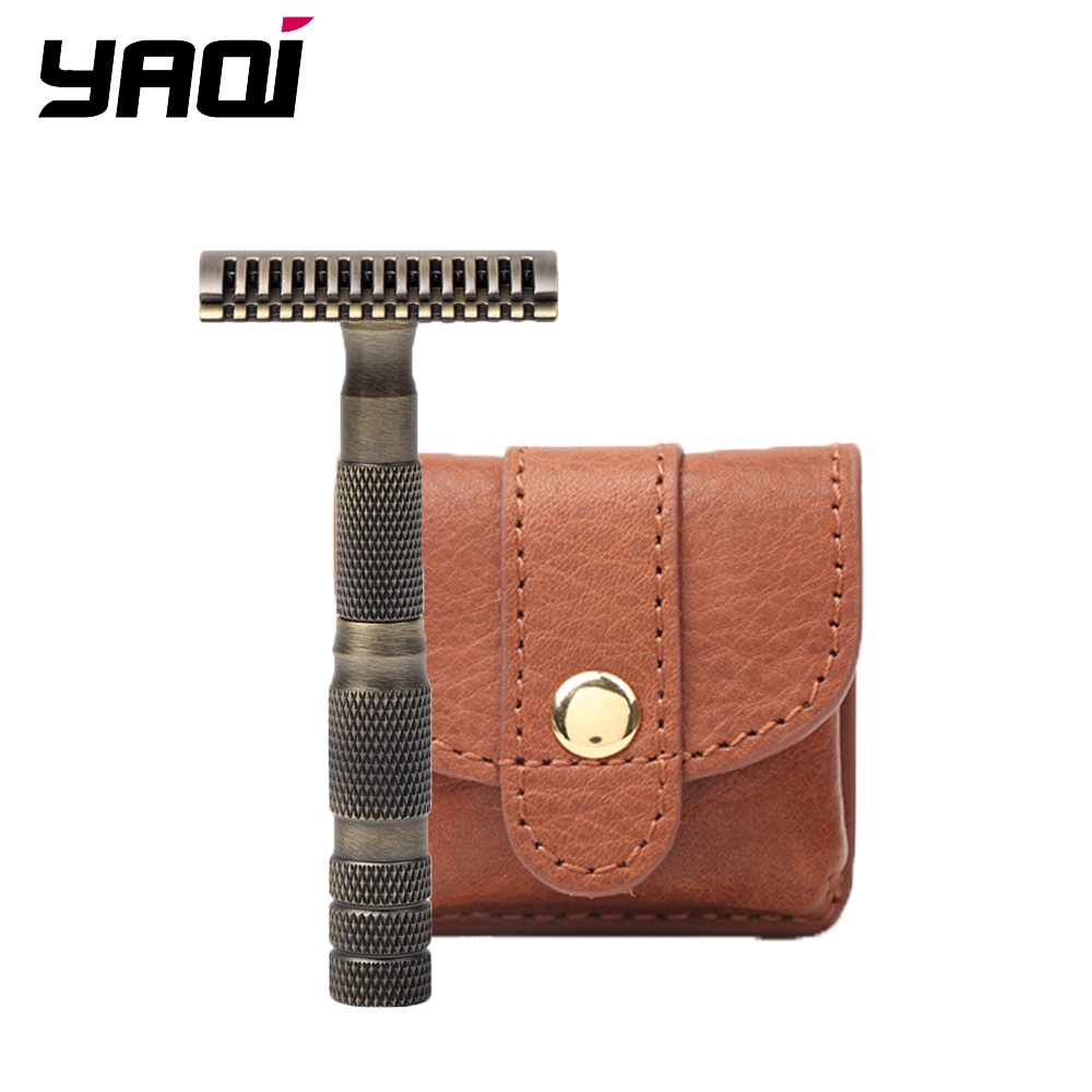YASUKI STEEL 剃刀セット 1/4-1/2 専用ケース付き　古道具 YAQI 旅行古銅色四件開放式安全刮鬍刀#RT1914 ※贈刀片一盒| 蝦皮購物