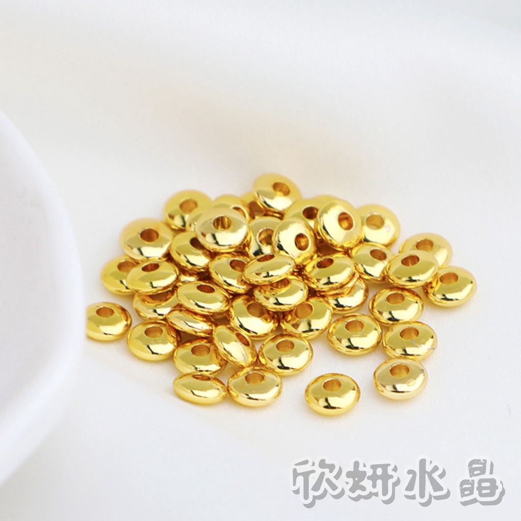 【欣小妞】隔珠 算盤珠 飛碟珠 盤珠 扁珠 14K包金 14K包金算盤珠 14K包金隔珠 串珠材料 銀飾 散珠 串珠 | 蝦皮購物