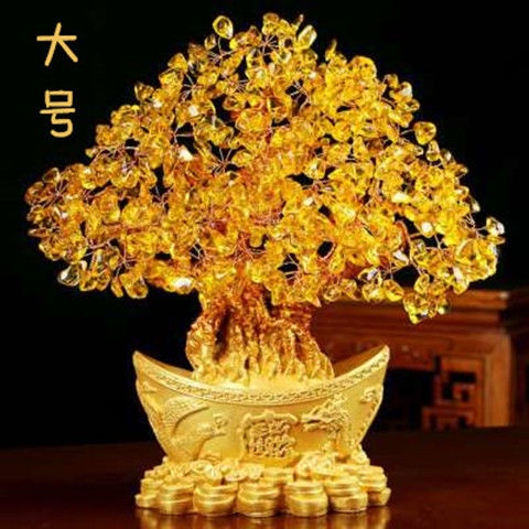金元寶/龍鳳水晶/發財樹/酒柜裝擺件/家居客廳/招財/風水搖錢樹/開店