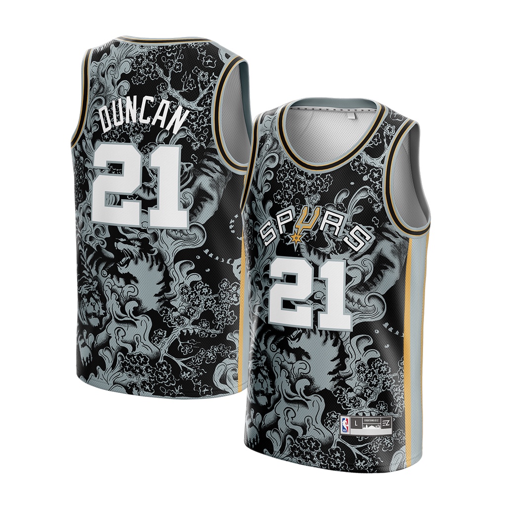 San Antonio Spurs Men's Mitchell and Ness Year of The Tiger #21 Tim Duncan Jersey - Black