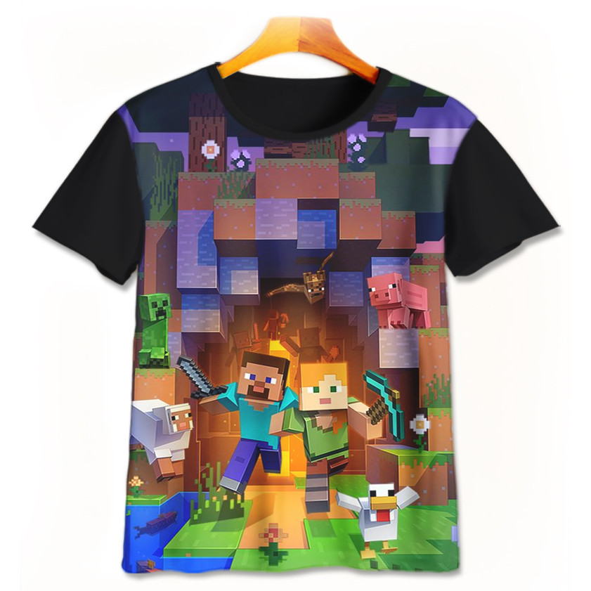Minecraft v8 遊戲兒童 T 恤 Minecraft 衣服印花兒童手機遊戲適合 1-12 歲 | 蝦皮購物