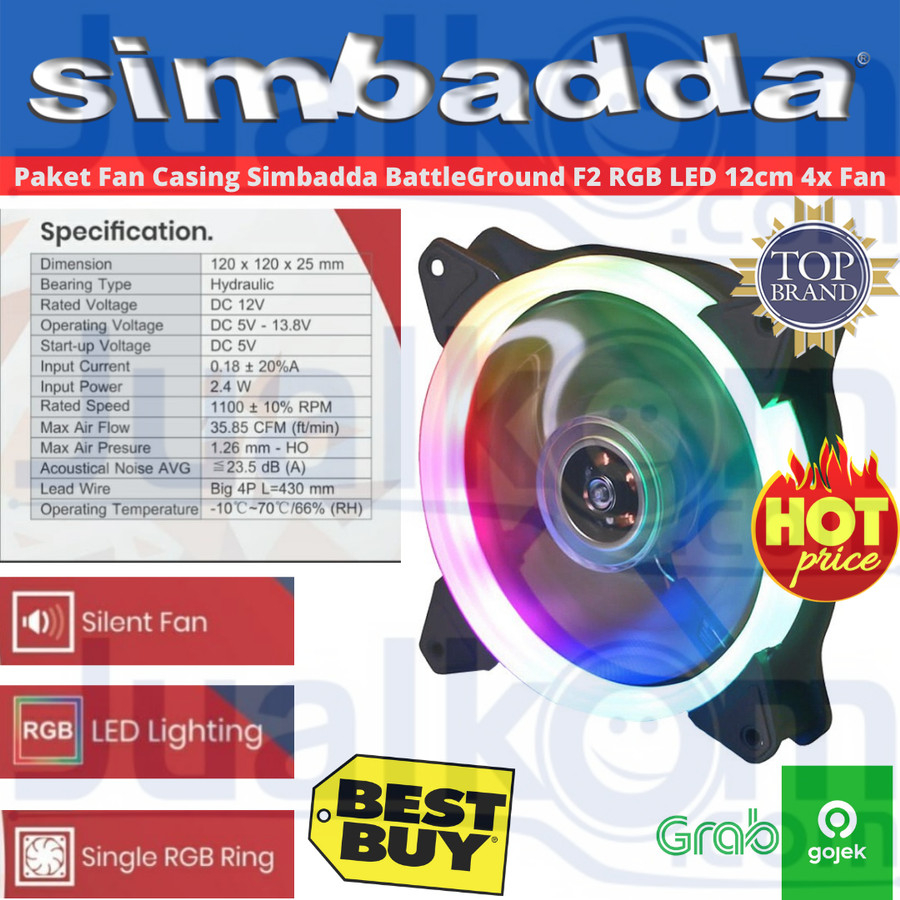 Simbadda BattleGround F2 RGB LED 外殼風扇包 12Cm 5X 風扇 | 蝦皮購物