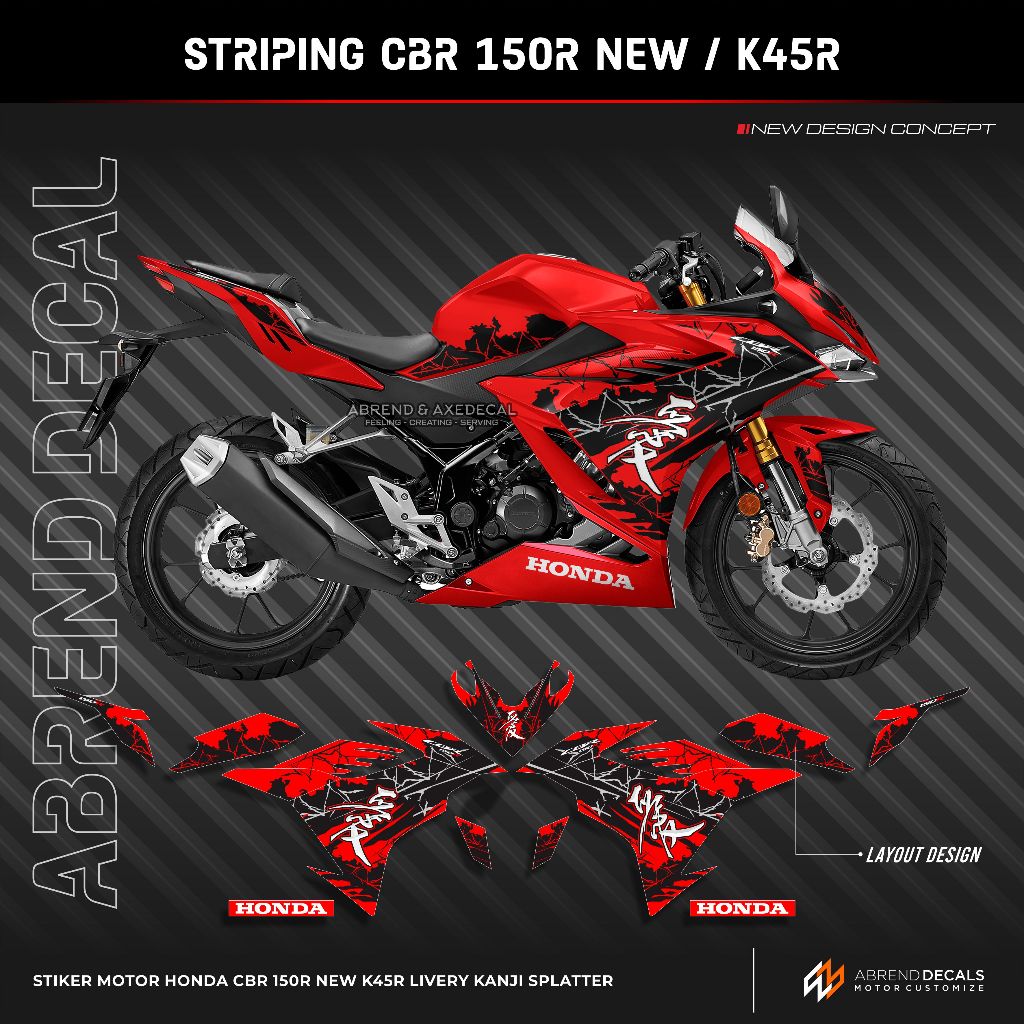 條紋 CBR 150R 全新 K45R KANJI 斑點貼紙摩托車 HONDA CBR 150R 2021 現在設計 S | 蝦皮購物