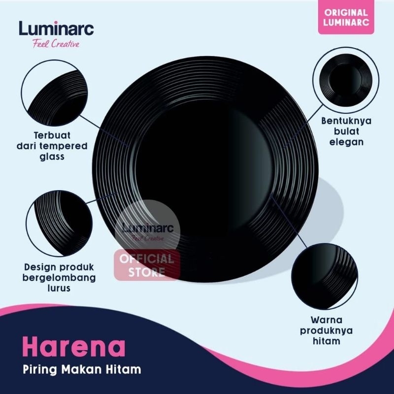 Hitam Luminarc 餐盤 Harena 黑色餐盤 25cm 黑色陶瓷餐盤 | 蝦皮購物