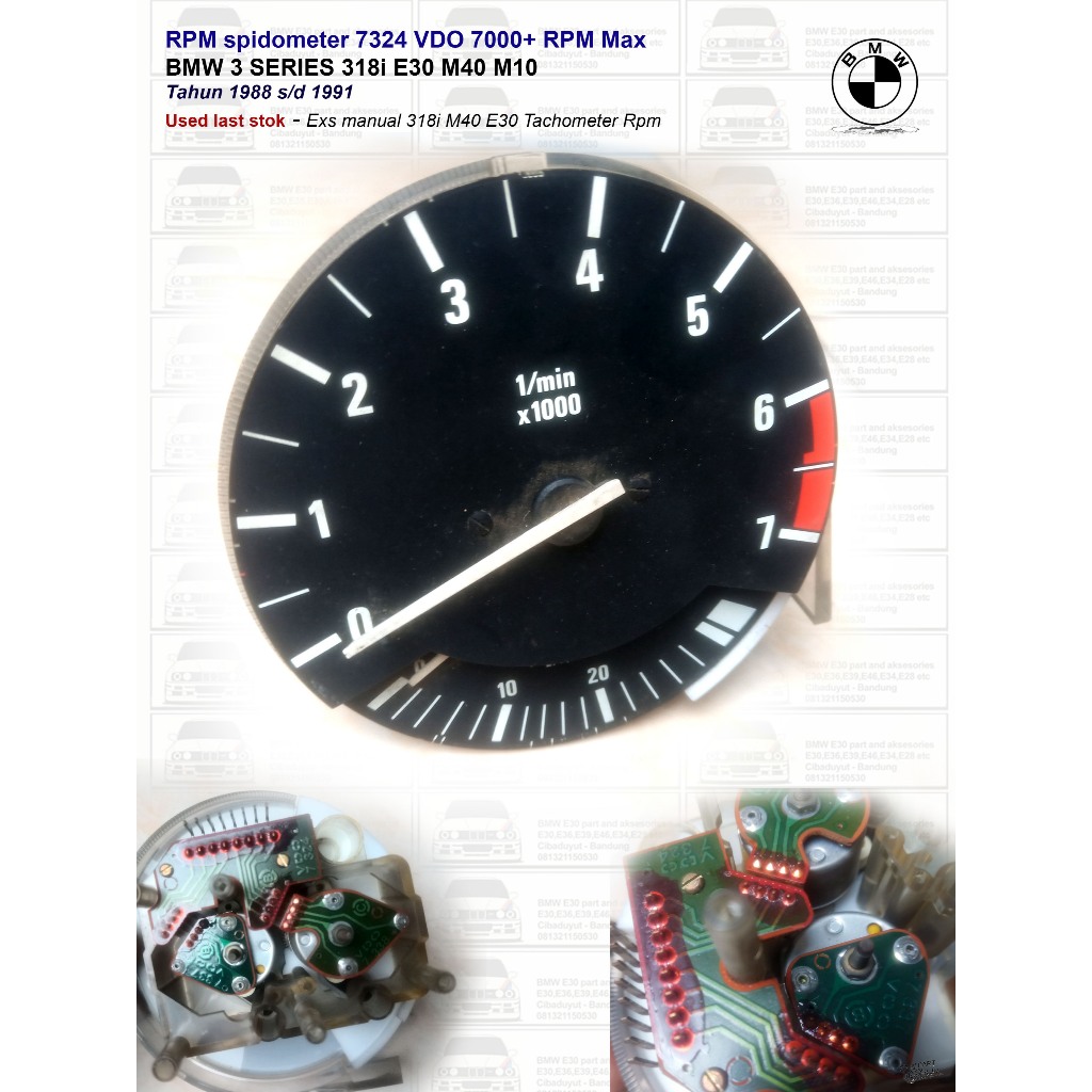 MESIN RPM 車速表 7324 VDO 7000 RPM Max BMW E30 316i 318i M40 M1 | 蝦皮購物