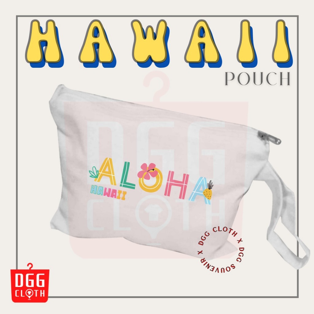 Dggcloth Pouch Hawaiian Honolulu 紀念品絲網由夏威夷優質天鵝絨材料 