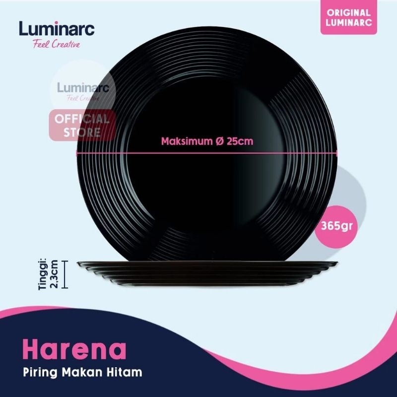 Hitam Luminarc 餐盤 Harena 黑色餐盤 25cm 黑色陶瓷餐盤 | 蝦皮購物