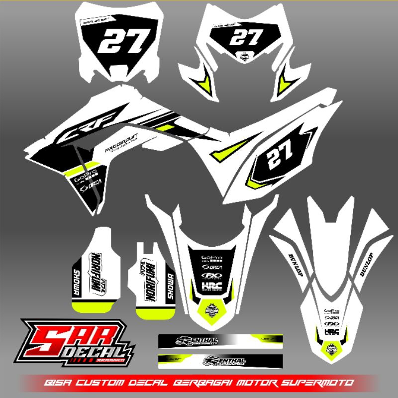 Silkolene X2 Weisse Grafik Supermoto Motocross Enduro Bike Super Sport