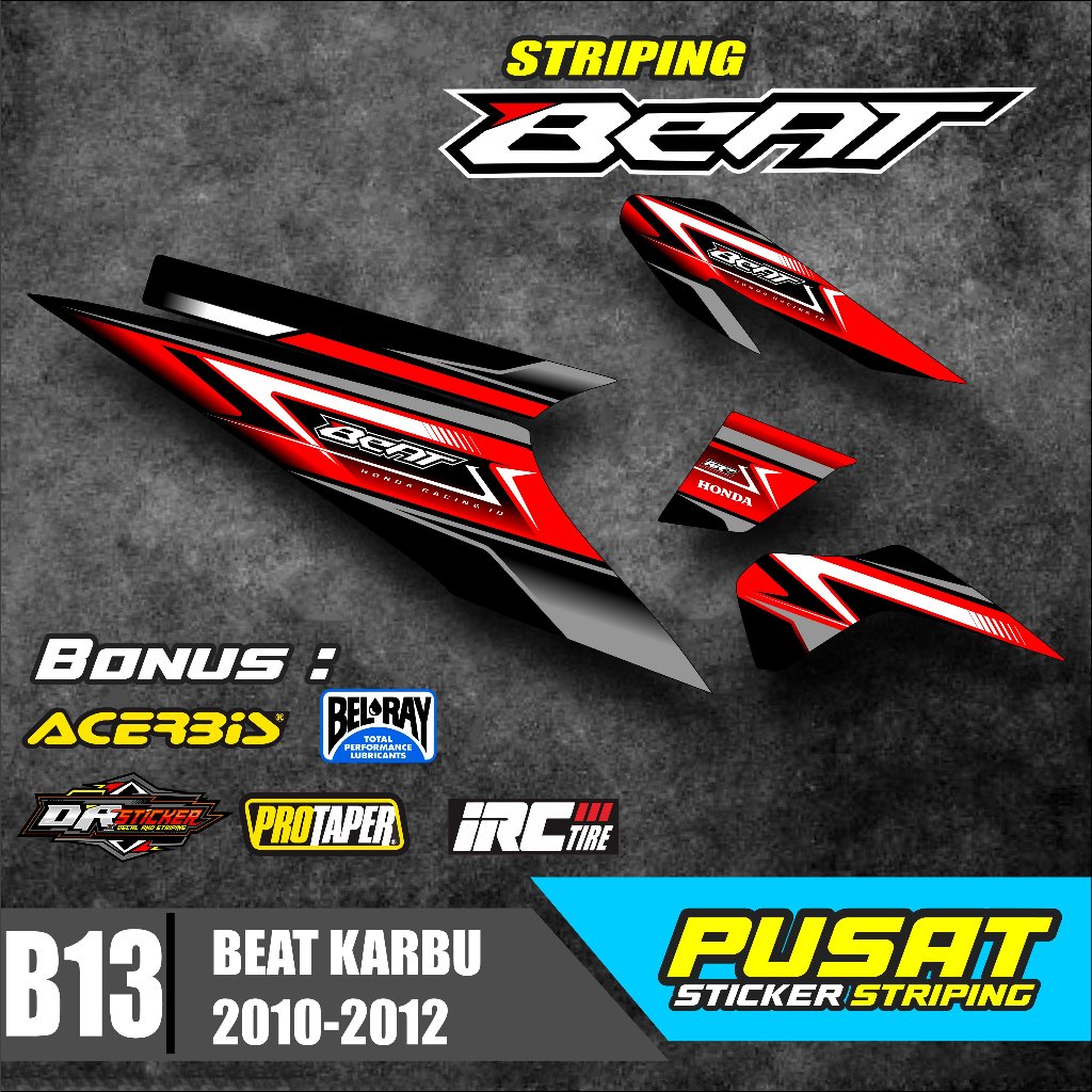 條紋 BEAT CARBU 變化最新賽車 BEAT 化油器 STICKER RACING BEAT | 蝦皮購物