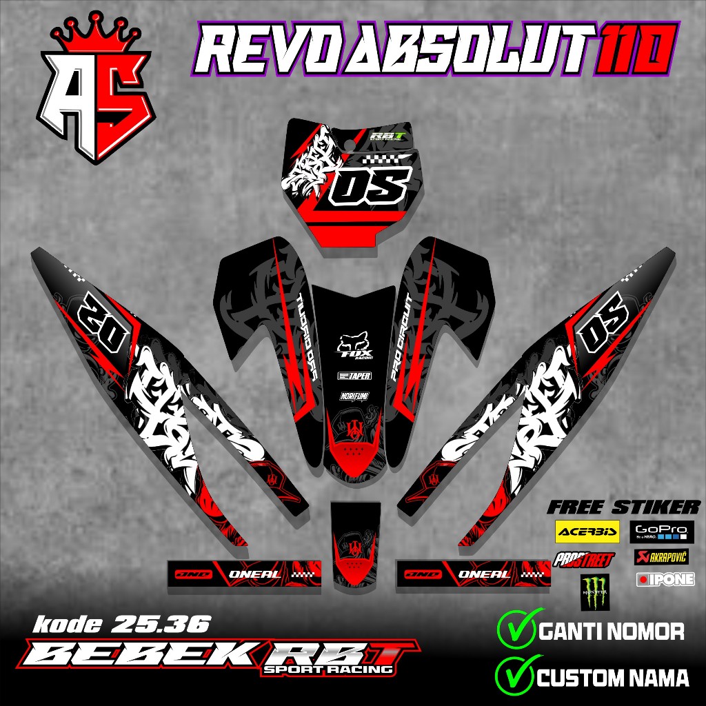 RBT/GTX REVO ABSOLUTE 110 變化貼紙修改後的 RBT SUPERMOTO YZ CRF KLX | 蝦皮購物