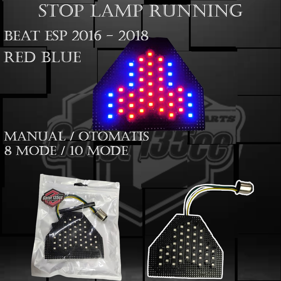 Led 行車剎車燈 Beat ESP 2016 2018 RED BLUE 圖案 8 或 10 種自動模式已過 PNP | 蝦皮購物