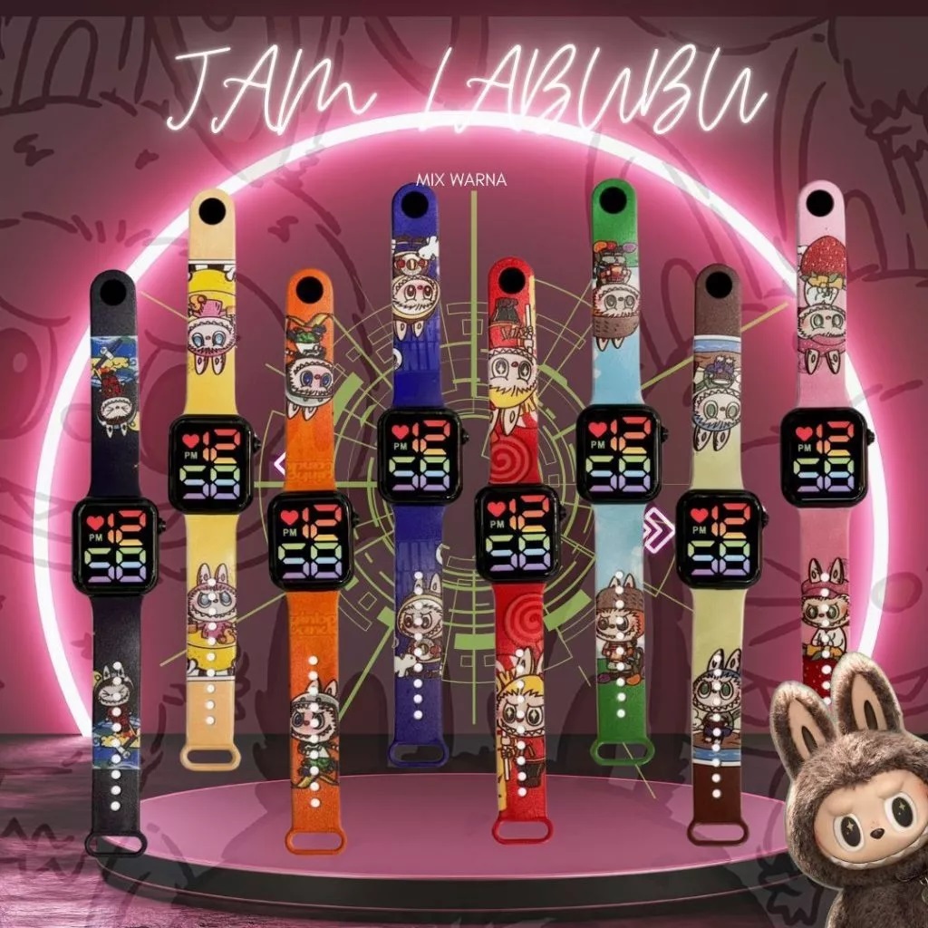 Labubu Led 數字手錶帶 Labubu 圖案兒童角色手錶 | 蝦皮購物