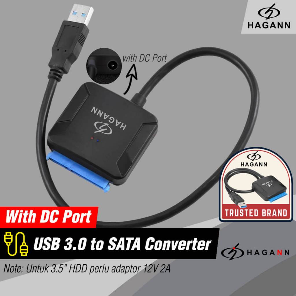 Hagann CON-CC91 SATA 轉 USB 3.0 轉 C 型電纜,帶 DC 端口和外置硬盤電纜適配器 1 年 | 蝦皮購物