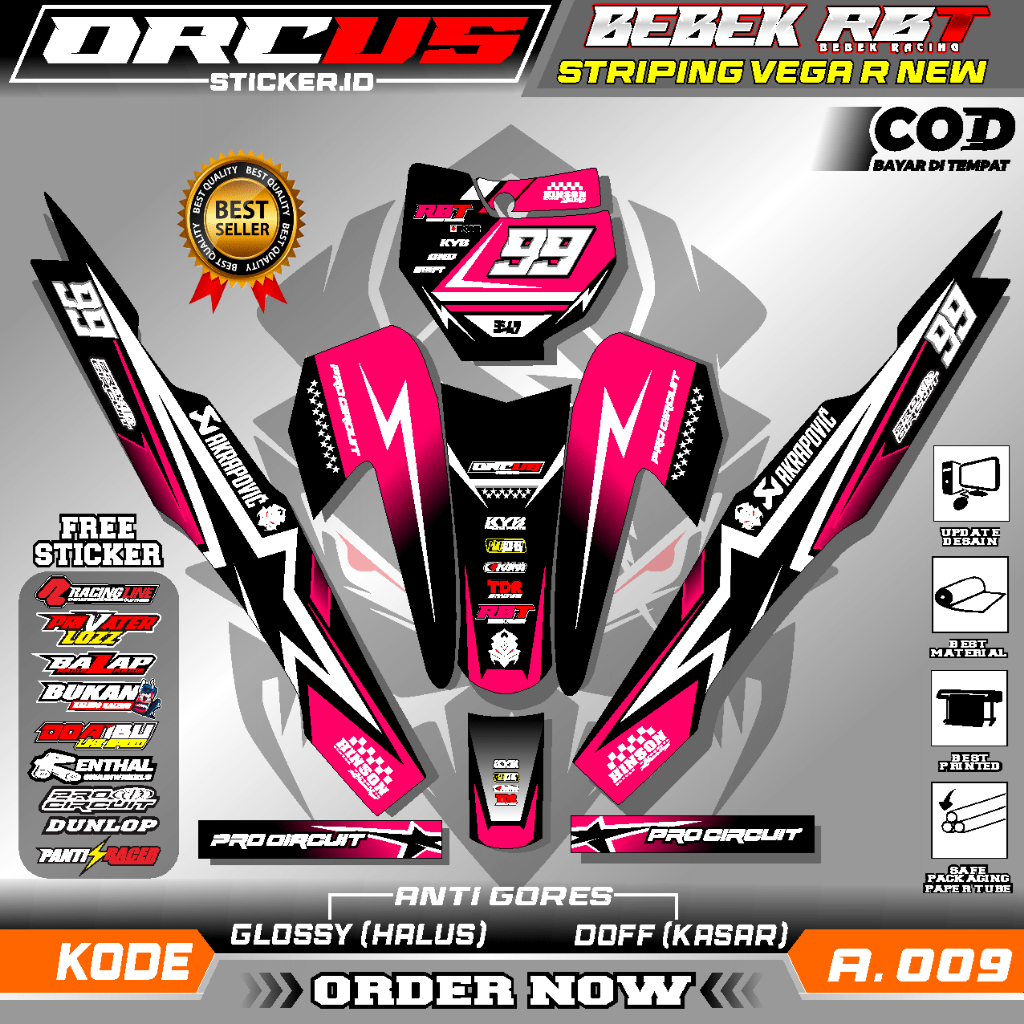 條紋貼紙 VEGA R 新摩托車 RBT 鴨子改裝 SUPERMOTO 代碼 009 最新酷星圖形設計 | 蝦皮購物