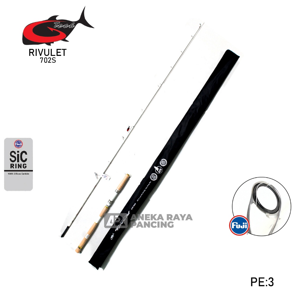 GTECH RIVULET ROD 最新的 GTECH POPPING ROD 其等級的最佳釣竿空心碳環富士釣竿 | 蝦皮購物