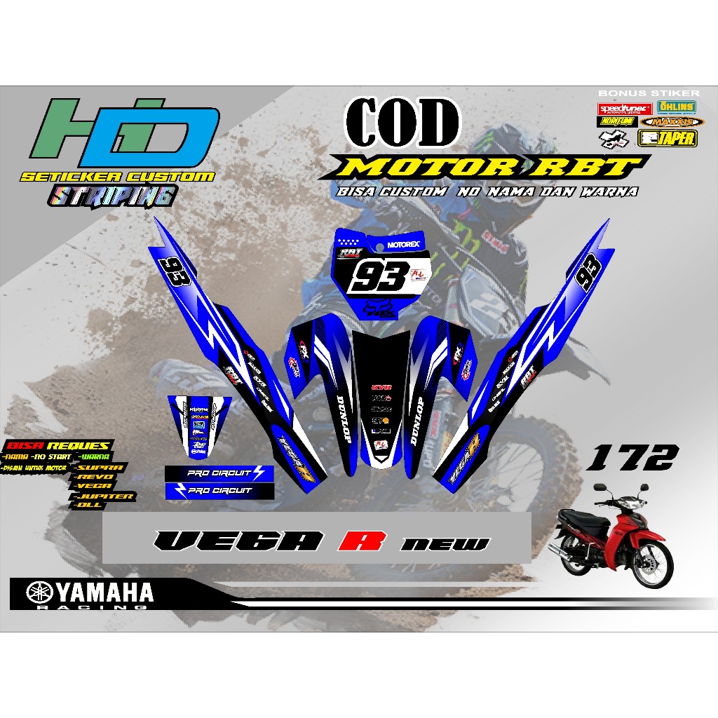 貼紙 RBT STRIPING MOTORCYCLE VEGA R new MOTOR CRF KLX 150 KLX | 蝦皮購物