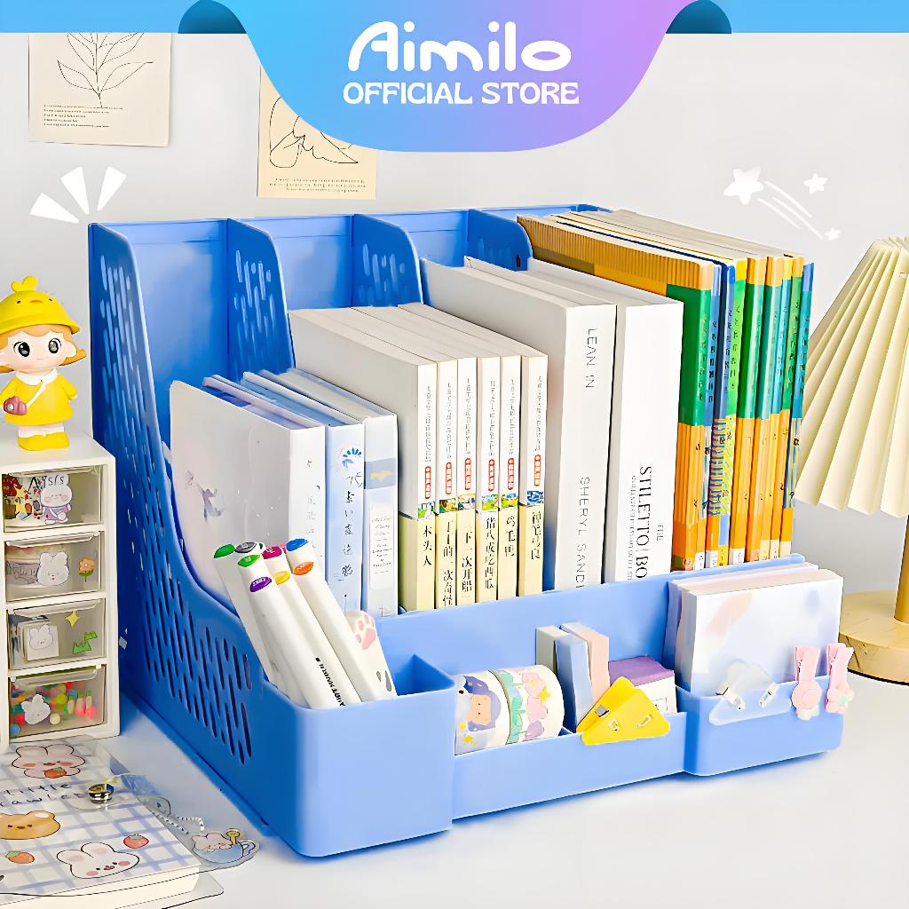 Aimilo 桌面多功能收納文件管理器書架文件盒帶筆筒書架 | 蝦皮購物