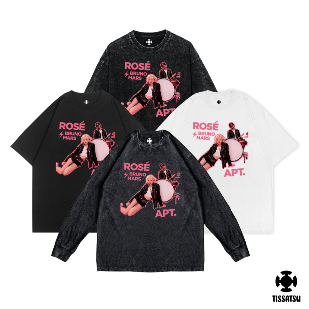 Tissatsu Bruno Mars x Rose Blackpink APT 超大號水洗大碼 T 恤 BM19 | 蝦皮購物