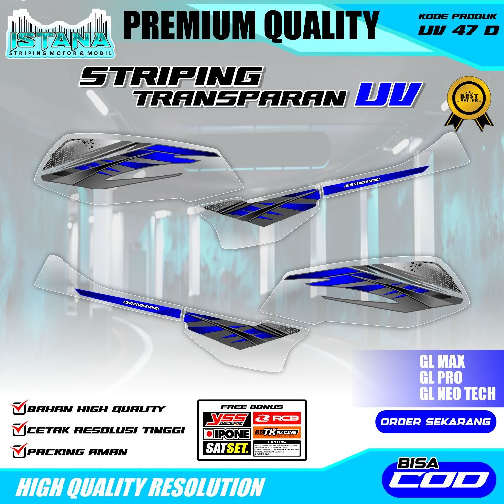 最新 GL MAX PRO NEO TECH 條紋貼紙-GL UV 透明切割變體摩托車貼紙-UV 47 | 蝦皮購物