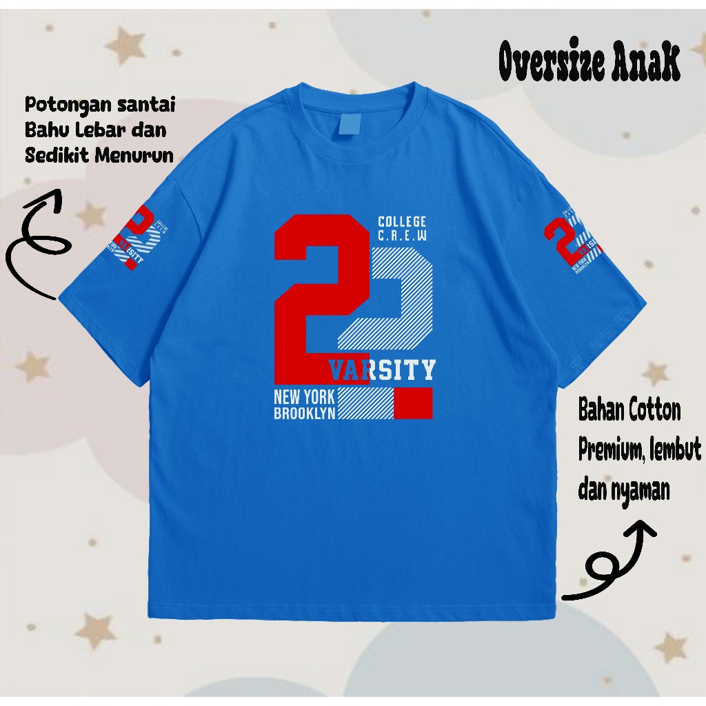 Shera7fold 兒童 OVERSIZE T 恤,COLLECEW PARSITY 圖案中性優質材料 | 蝦皮購物