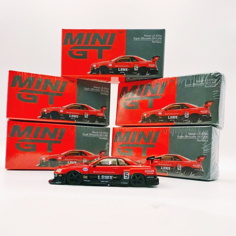 Mini GT Nissan LB-ER34 超級剪影 SKYLINE 紅/黑 | 蝦皮購物